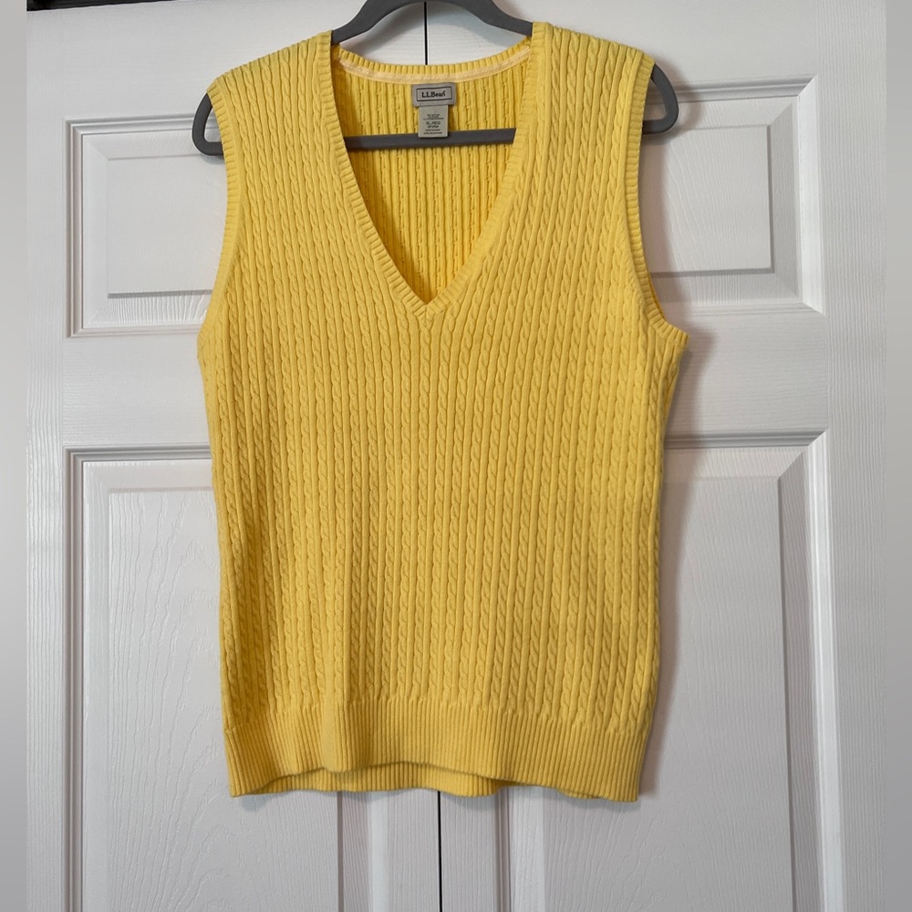 Yellow knit LL Bean vest